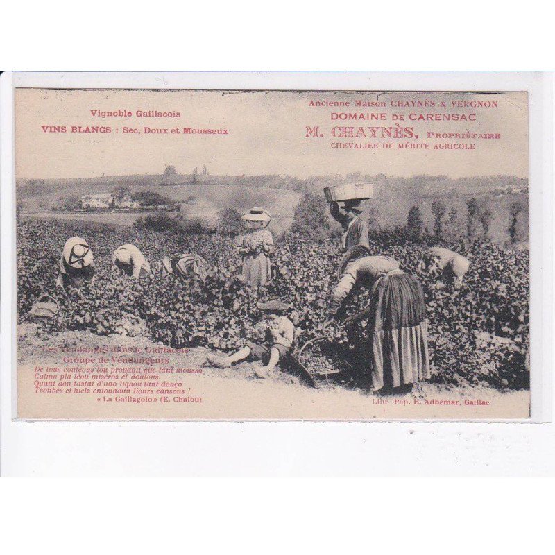 VERGON: vignoble gaillacois domaine de carensac - très bon état