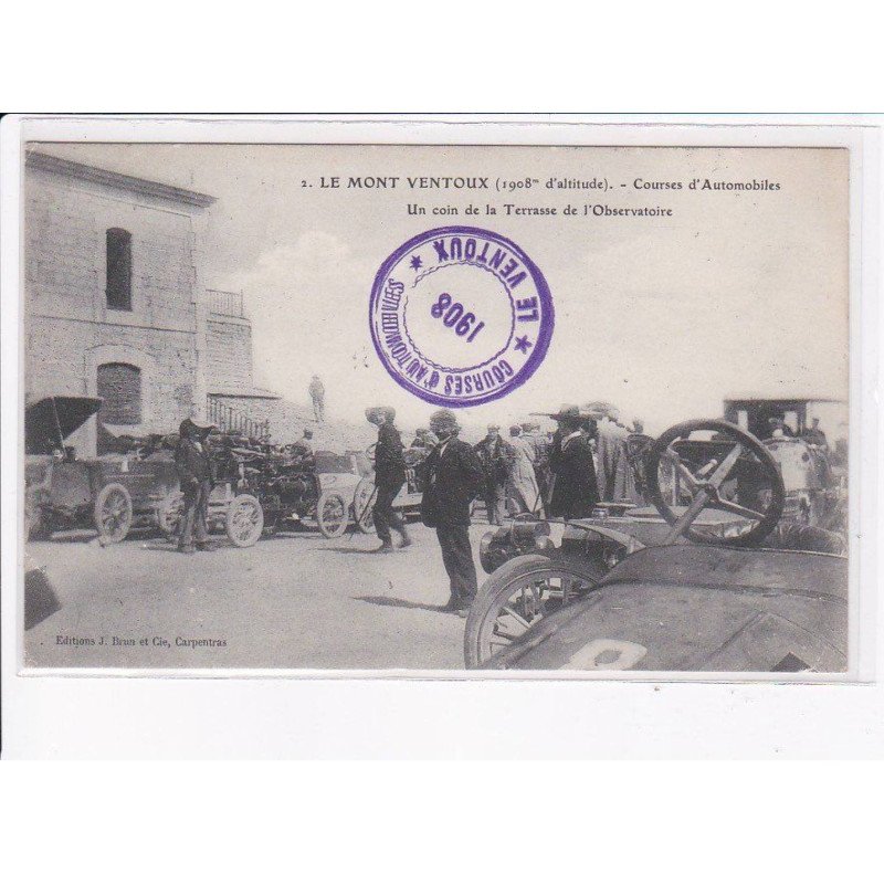 LE. MONT-VENTOUX: courses d'automobiles, un coin de a terrasse de l'observatoire - état
