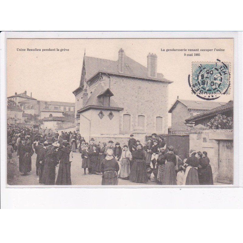 LIMOGES: usine beaulieu pendant la grève, la gendarmerie venant occuper l'usine 1905 - très bon état
