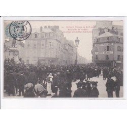 LIMOGES: grèves 1905, funérailles de vardelle, le cortège passant place sadi-carnot - très bon état