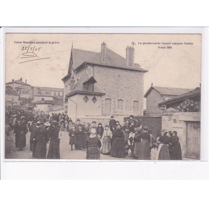LIMOGES: la gendarmerie venant occuper l'usine 1905, usine beaulieu pendant la grève - très bon état