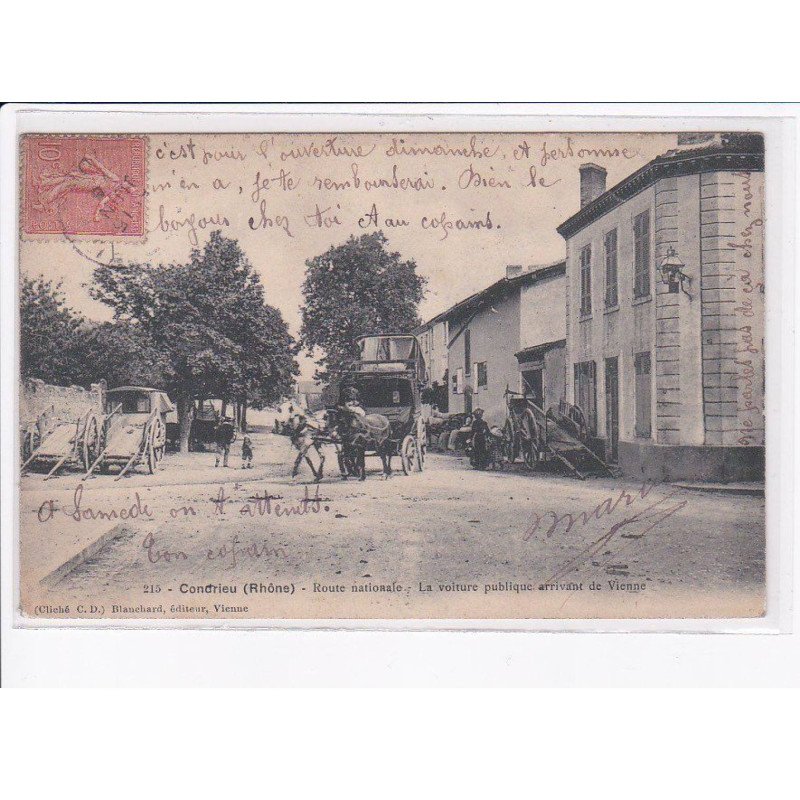 CONDRIEU: route nationale, la voiture publique arrivant de vienne - état