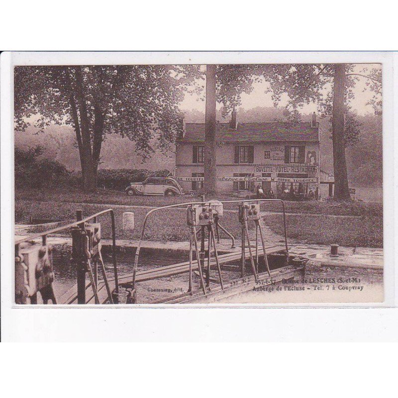 LESCHES: écluse, auberge de l'écluse, atuomobile