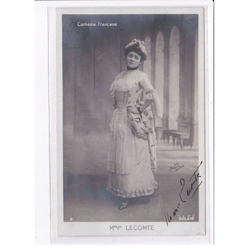 Autographe comedienne (Théâtre) : comédie française, mlle lecomte - très bon état