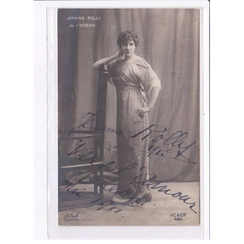 Autographe comedienne (Théâtre) : Jeanne Rolly de l'odéon - très bon état