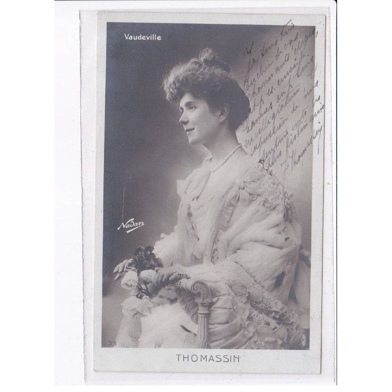 Autographe comedienne (Théâtre) : vaudeville, thomassin - très bon état