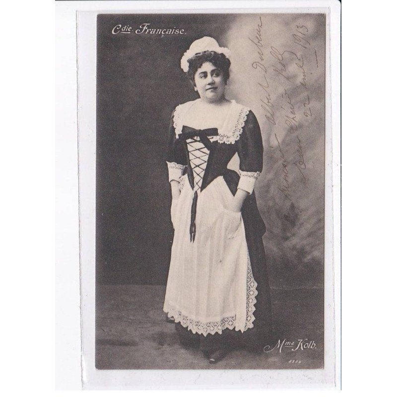 Autographe comedienne (Théâtre) : comédie Française, Madame Kolb - très bon état
