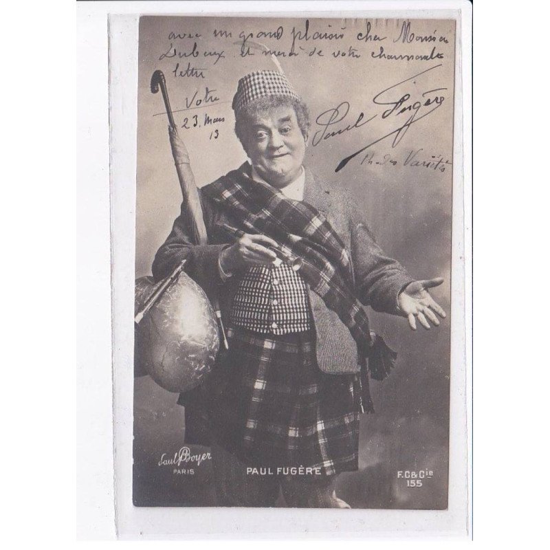 Autographe comedien (Théâtre) : Paul Fugère - très bon état