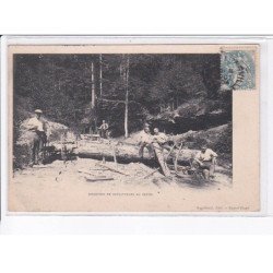 ALLARMONT: bois, chantier de schlitteurs au repos - très bon état