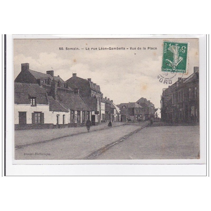 SOMAIN : la rue leon-gambetta, vue de la place - tres bon etat