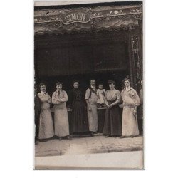 PARIS : carte photo de la boucherie SIMON au 159 rue du Temple - 3ème arr- très bon état