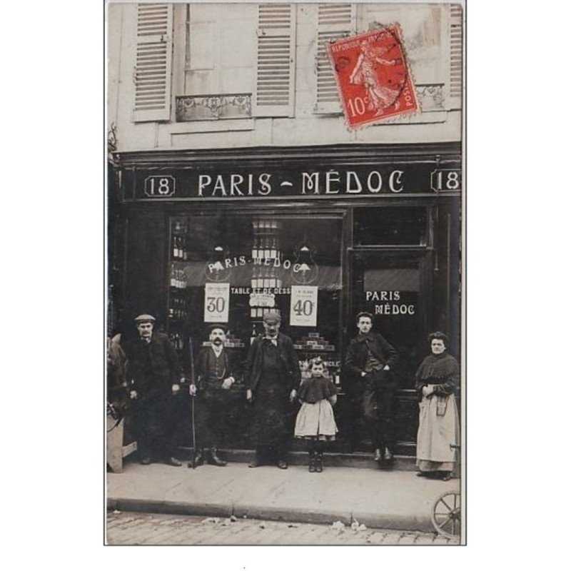 PARIS : carte photo du magasin de viens et alcool Paris-Médoc au 18 rue Jean Nicot - 7ème arr - très bon état