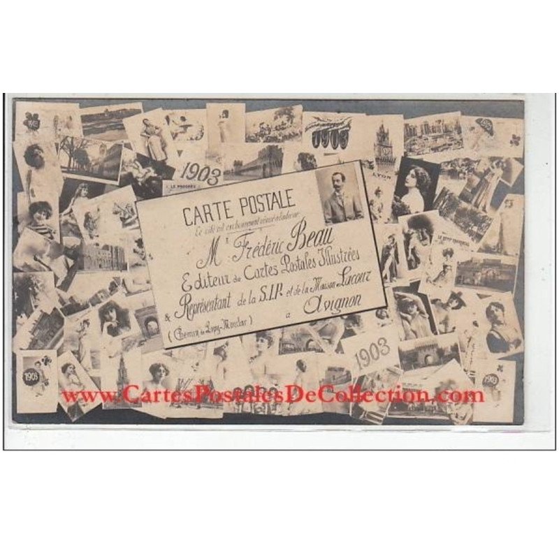 AVIGNON : carte photo publicitaire pour le représentant de la S.I.P. et de Lacour (éditeurs de cartes postales) - TBE