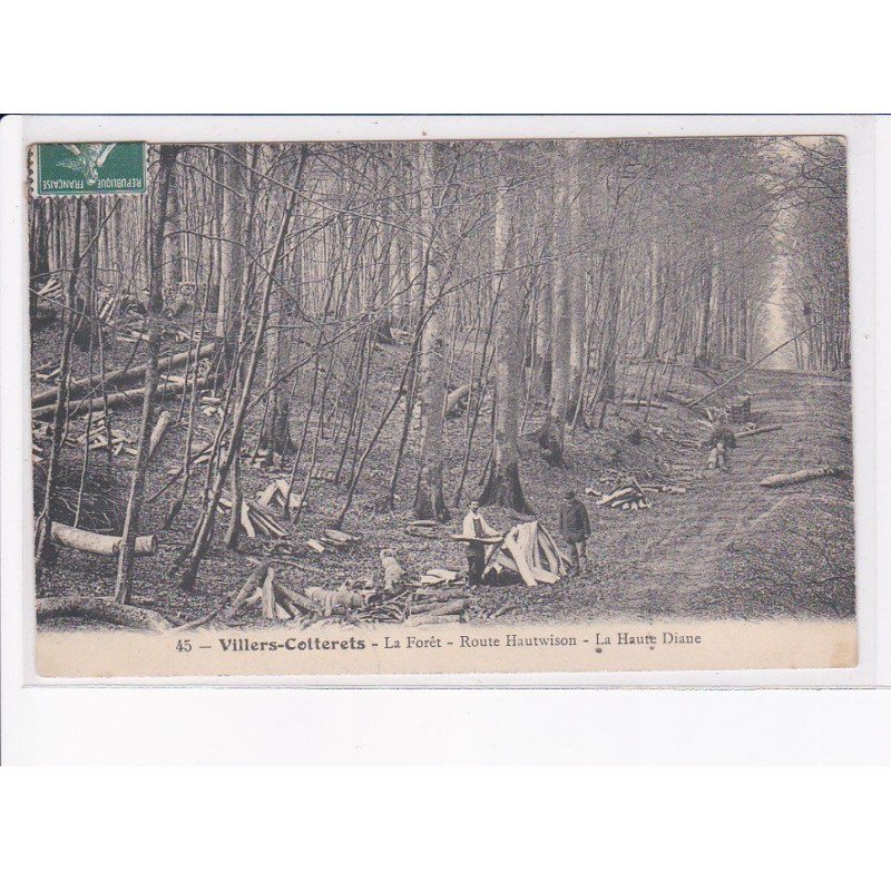 VILLERS-COTTERETS: la forêt, route hautwison, la haute diane, bois bûcherons - très bon état