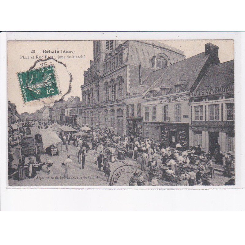 BOHAIN: place et rue fagar, jour de marché - très bon état