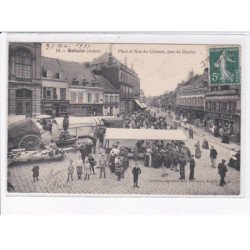 BOHAIN: place et rue du château, jour de marché - très bon état