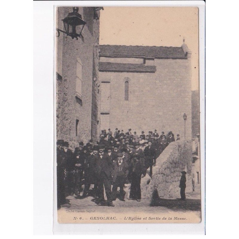 GENOLHAC: l'église et sortie de la messe - très bon état
