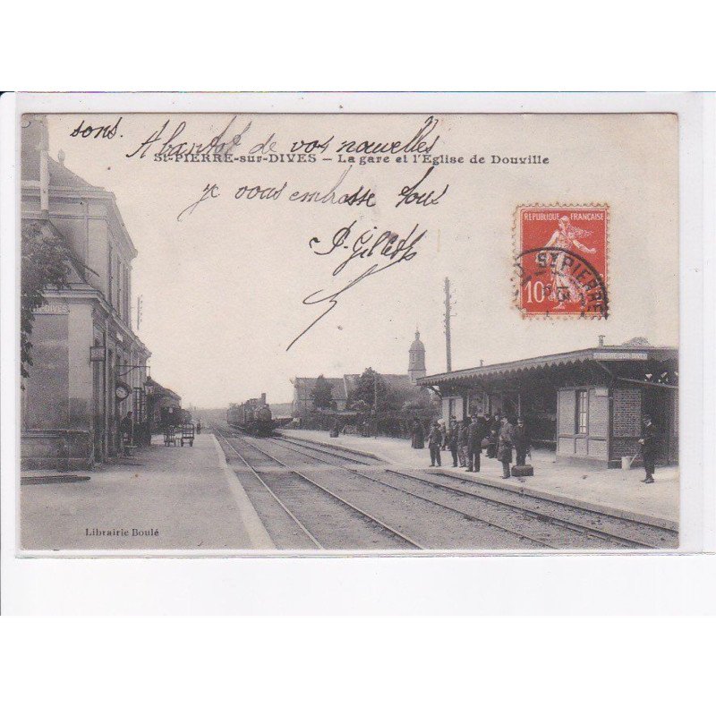SAINT-PIERRE-sur-DIVES: la gare et l'église de douville - état