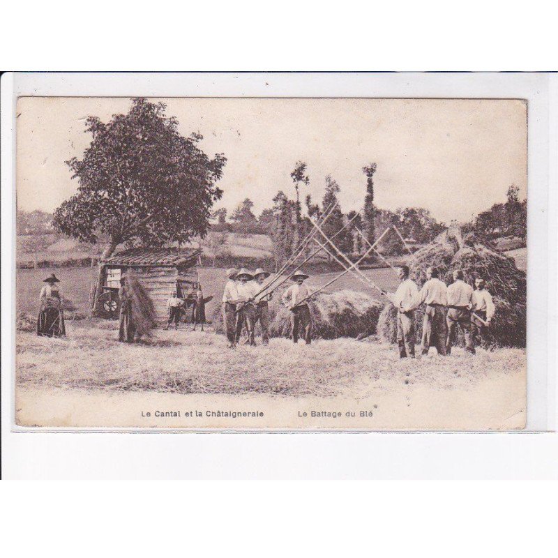 CANTAL: la châtaigneraie, le battage du blé - très bon état