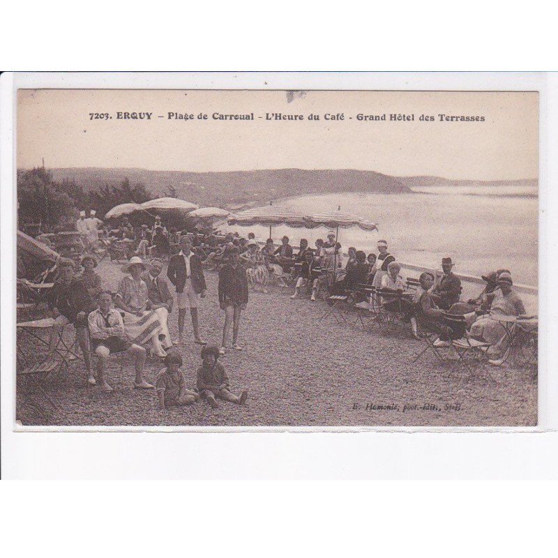 ERQUY: plage de carroual, l'heure du café, grand hôtel des terrasses - très bon état