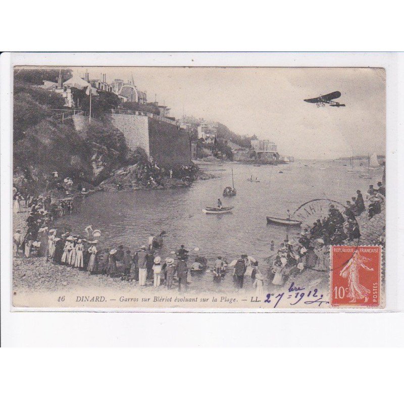 DINARD: garros sur blériot évoluant sur la plage, aviation - très bon état