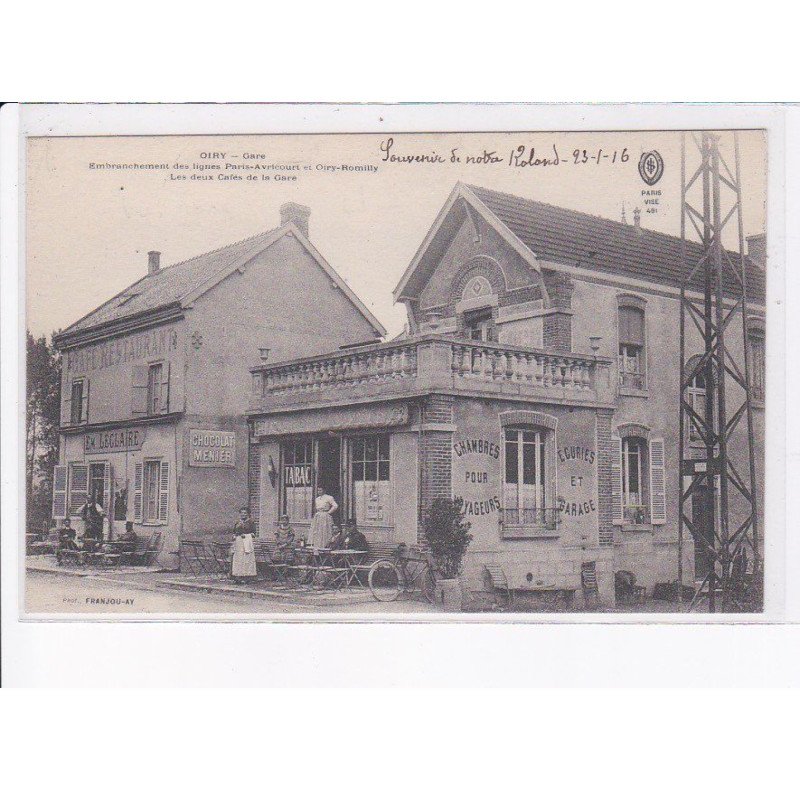 OIRY: embranchement des lignes paris-avricourt et oiry-romilly, les deux cafés de la gare - très bon état
