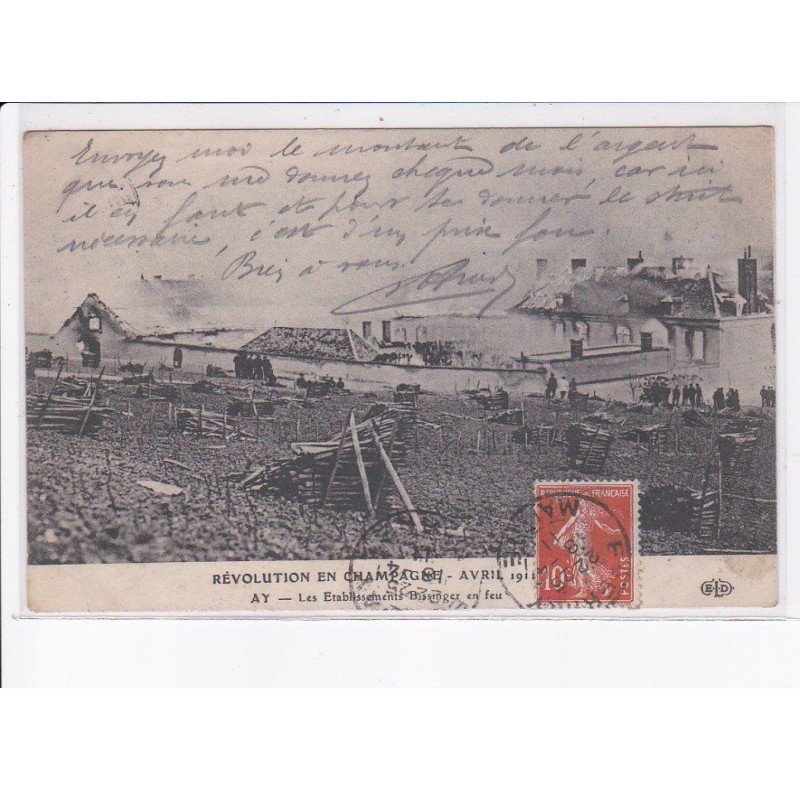 AY: avril 1911 les établissement bissinger en feu - très bon état
