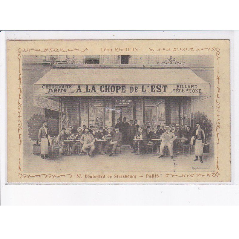 PARIS: 75010, à la chope de l'est, billard, Léon Mauguin - très bon état
