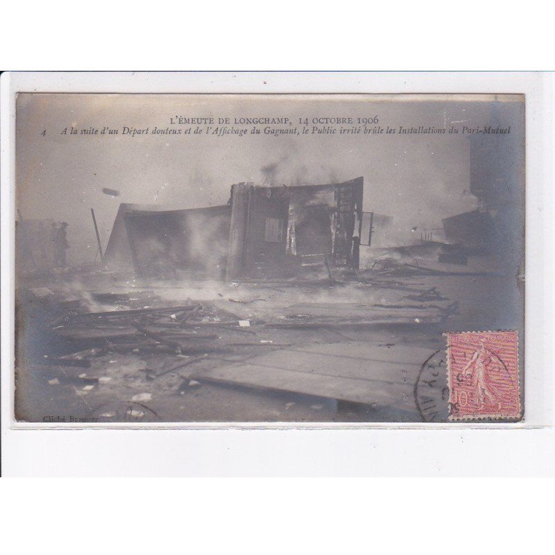 PARIS: l'émeute de longchamp 1906, à la suite d'un départ douteux et de l'affichage du gagnant - très bon état