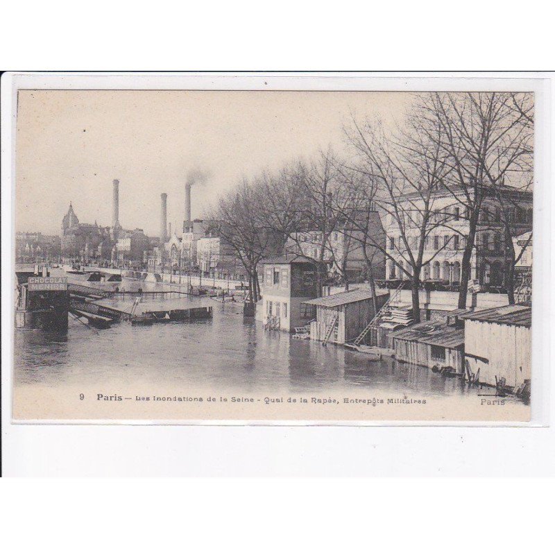 PARIS: 75012, les inondations de la seine, quai de la rapée, entrepôts militaires - très bon état