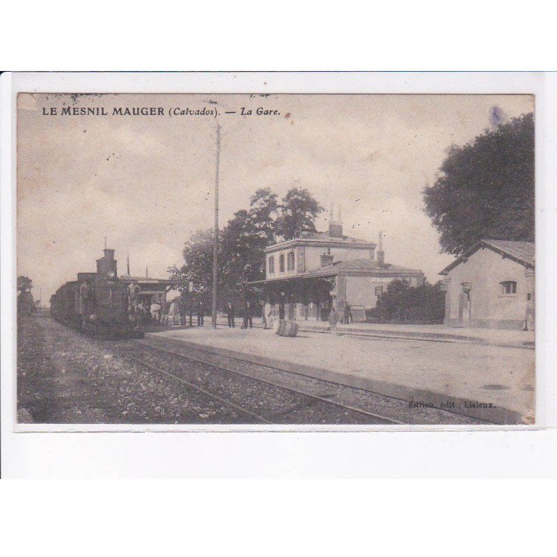 LE MESNIL MAUGER: la gare, train - très bon état