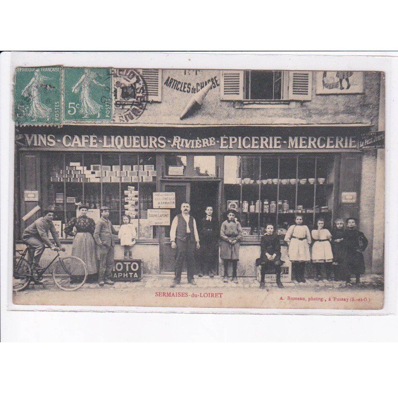 SERMAISES-du-LOIRET: vins-café-liqueurs, rivière, épicerie mercerie - très bon état