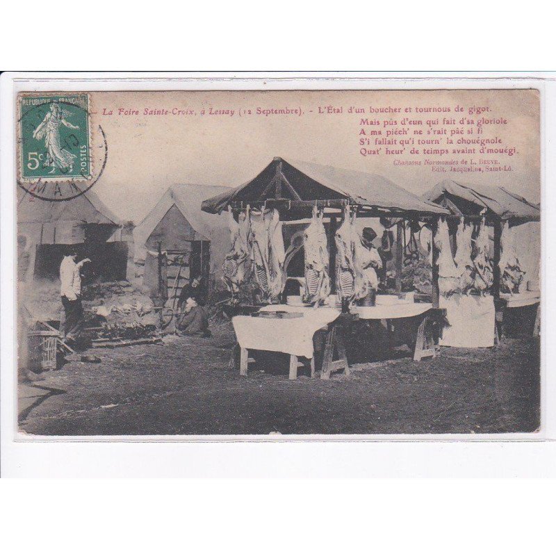 LENAY: la foire sainte-croix, l'étal d'un boucher - état
