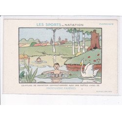 ILLUSTRATEUR Benjamin RABIER: les sports natation, ceinture de natation confectionnée avec des boîtes vides - état