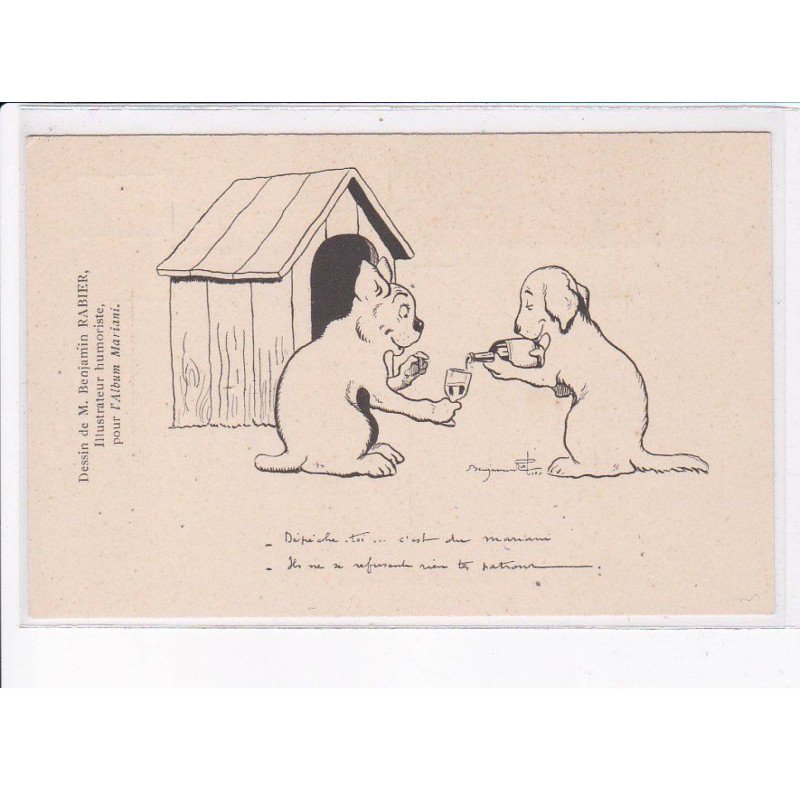 ILLUSTRATEUR Benjamin RABIER: pour album marianin chiens, alcool, niche, vin - très bon état