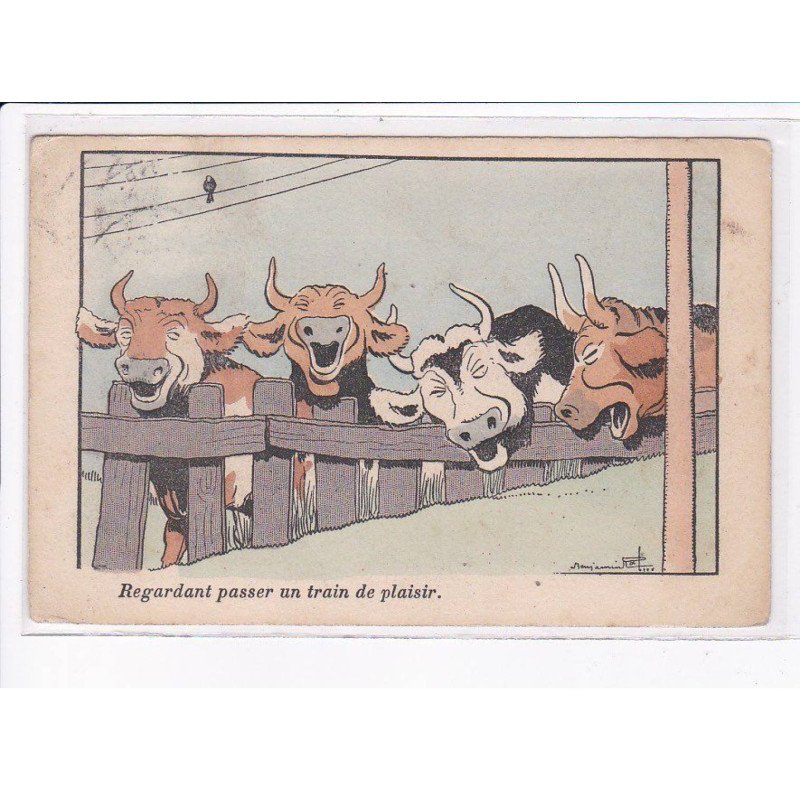 ILLUSTRATEUR Benjamin RABIER: regardant passer un train de plaisir - très bon état