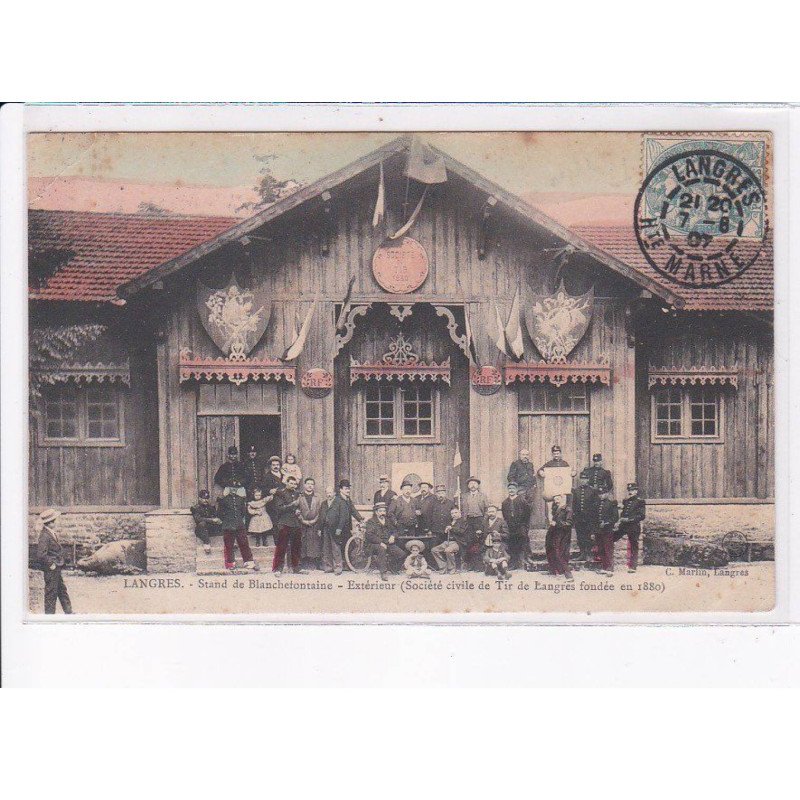 LANGRES: stand de blanchefontainen, extérieur société civile de tir de langres fondée en 1880 - état (rare en couleur)