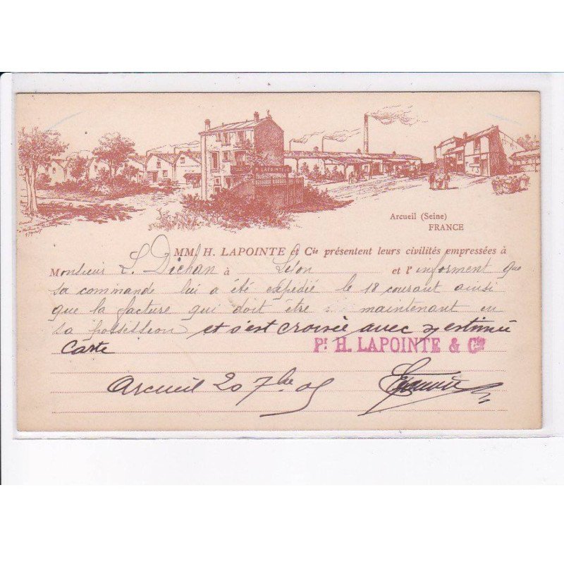 ARCUEIL: H. Lapointe, présentent leurs civilités - montures métaliques - parapluie - ombrelle - très bon état