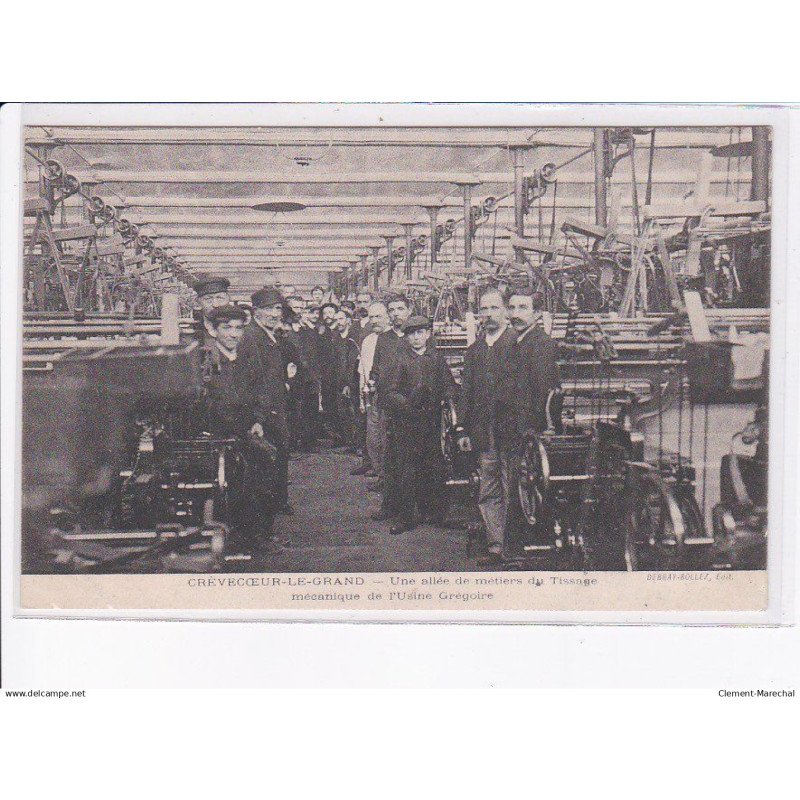 CREVECOEUR-le-GRAND: une allée de métiers du tissage mécanique de l'usine grégoire - très bon état