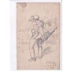 SAINT-TROPEZ: carte dessinée, par le peintre Gustave Vidal (autographe) - état