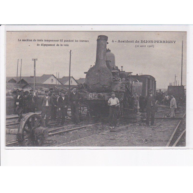 DIJON: accident de dijon-perrigny, la machine du train tamponneur 115 pendant les travaux, train - très bon état