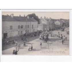 SAINTE-MAURE: comice de ste-maure, 1907, le groupe des cyclistes et le char des nations - très bon état