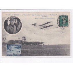 NANTES: aviation, Martinet biplan farman et paillette en plein vol - très bon état