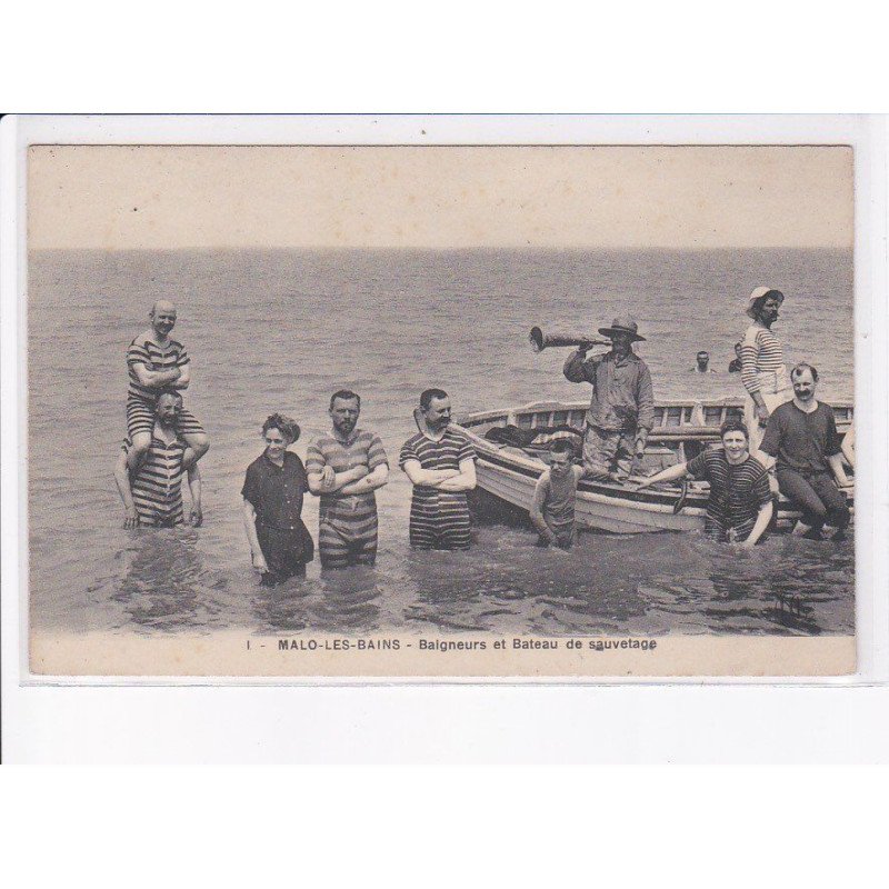 MALO-les-BAINS: baigneurs et bateau de sauvetage - très bon état