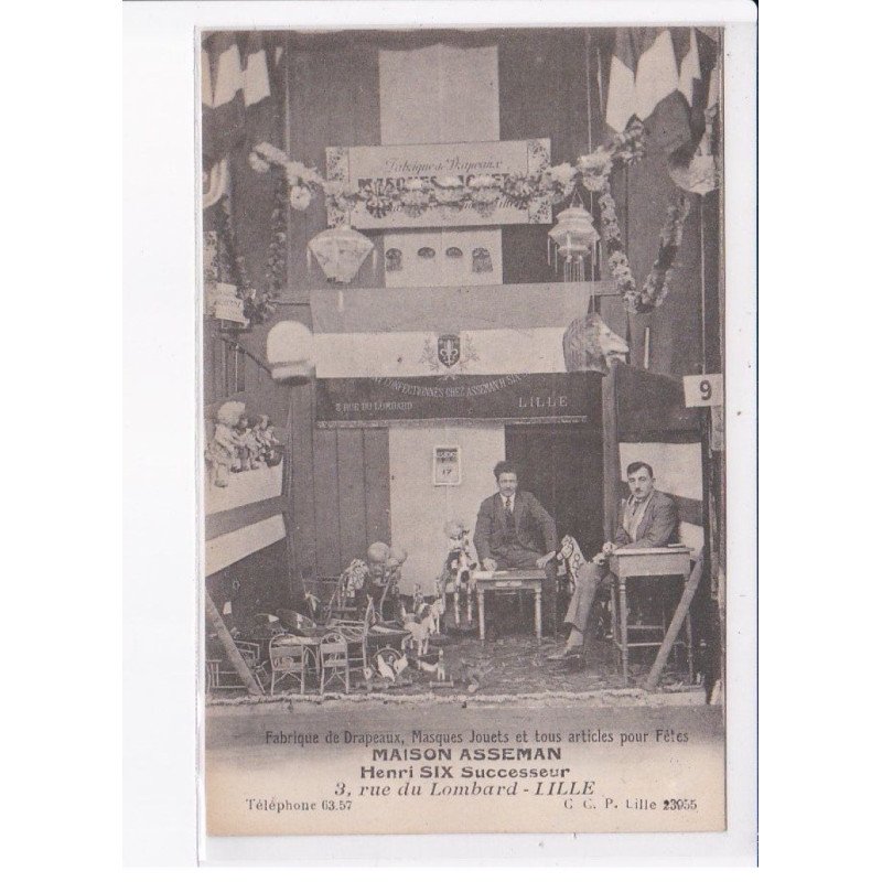 LILLE: fabrique de drapeaux, masques jouets et tous articles pour fêtes, maison asseman - très bon état