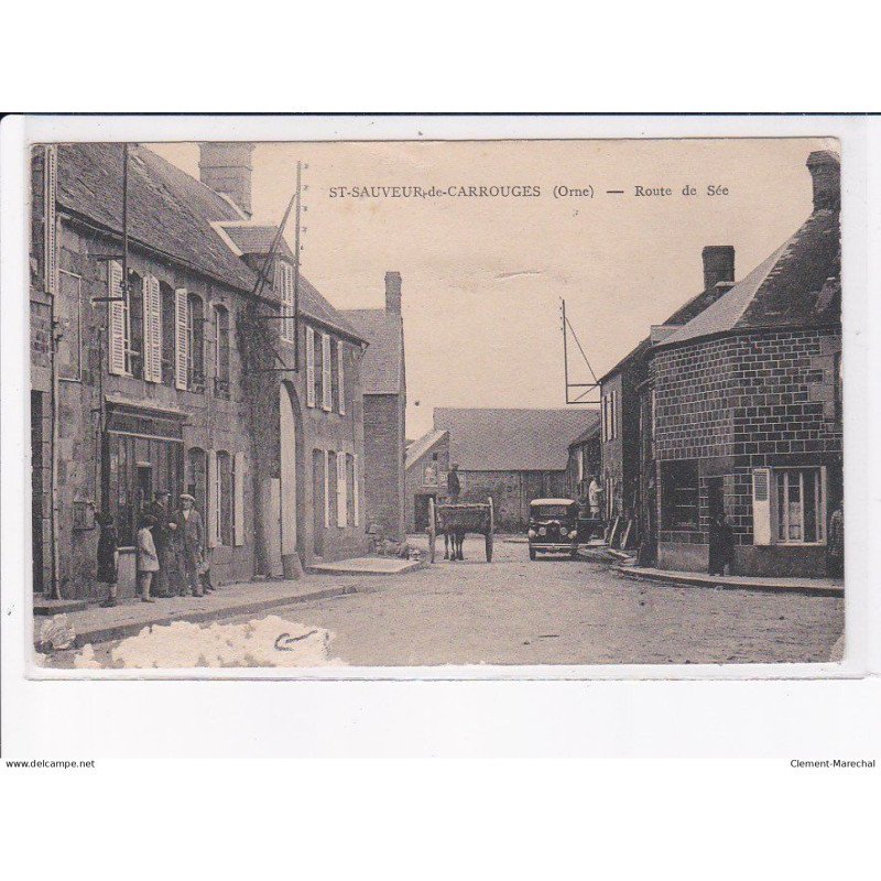SAINT-SAUVEUR-de-CARROUGES: route de sée, automobile, attelage - état