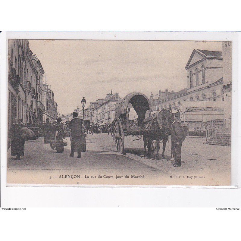 ALENCON: la rue du cours, jour du marché - très bon état
