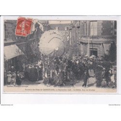CARROUGES: souvenir des fêtes, 1908, le défilé, rue du crochet - très bon état