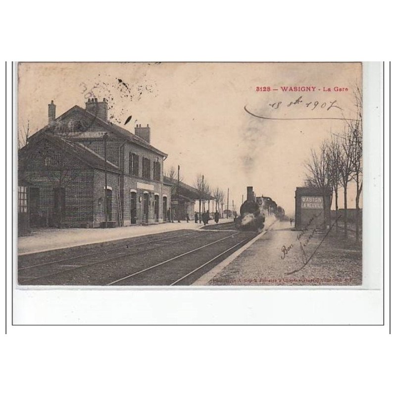 WASSIGNY : la gare - bon état (timbre décollé)