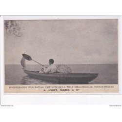 PONT-de-BRIQUES: photographie d'un bateau fait avec de la toile stéganique de pont-de-briques A. Huret,  - très bon état